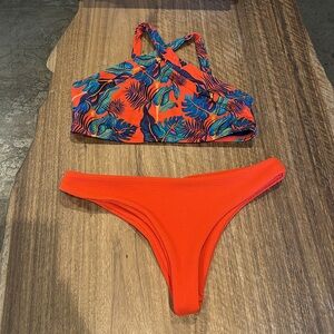 L Space Tropical Print Halter Bikini Top And Bottoms